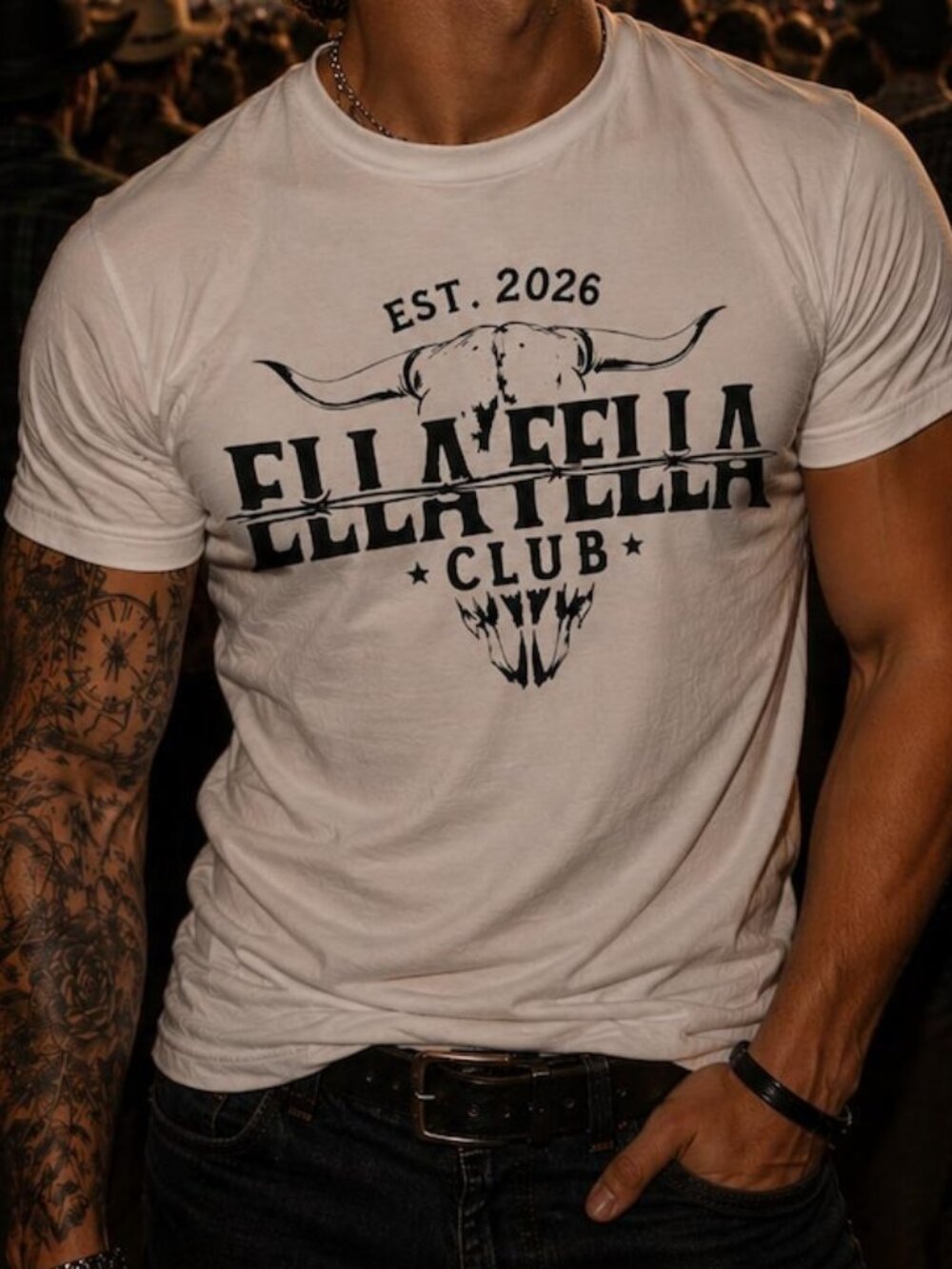 ELLA FELLA Club skull cattle skull graphic T-shirt  91